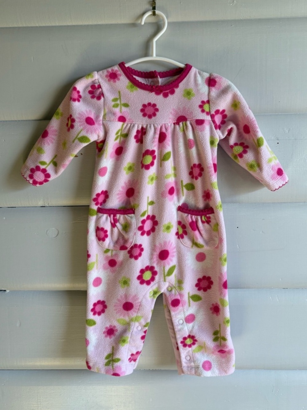 3/$25 Carter's Light Pink Baby Girl One Piece Fleece Outfit 6m